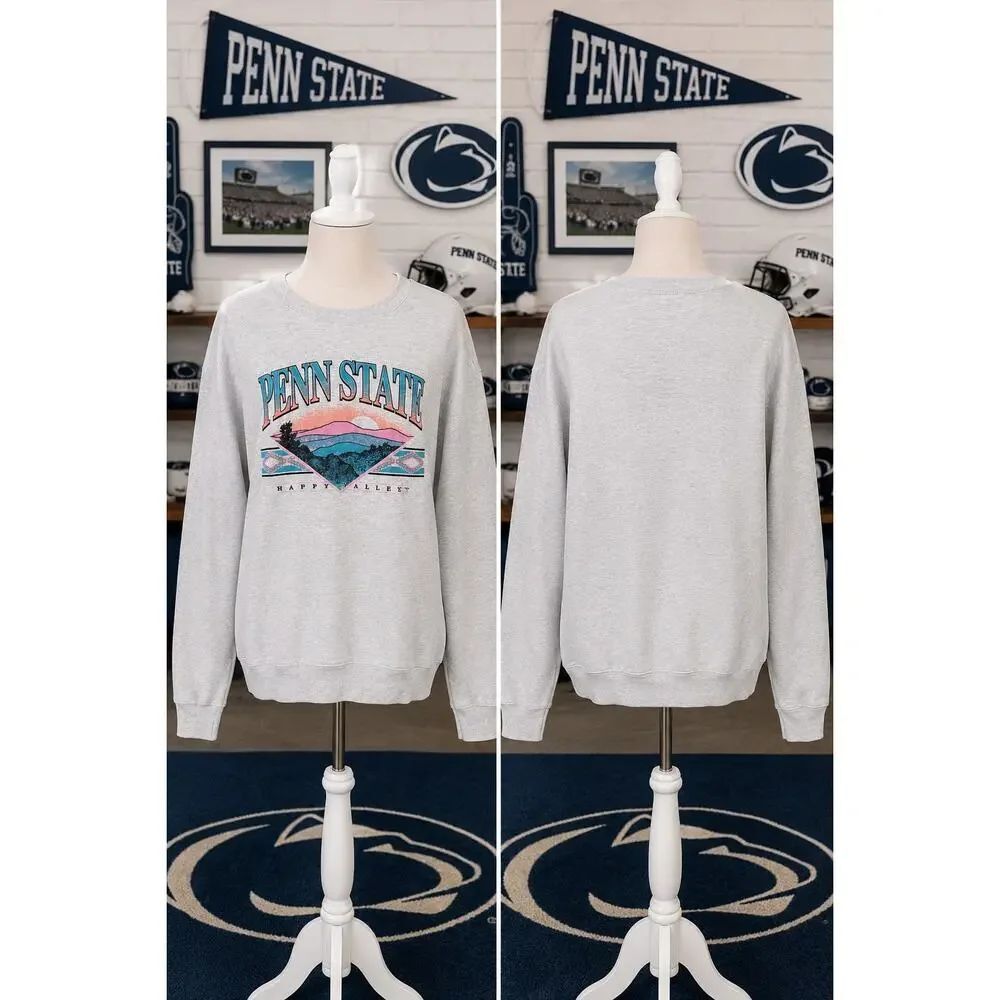 Vintage Penn State Happy Valley Graphic Sweatshirt XL Gray Nittany Lion